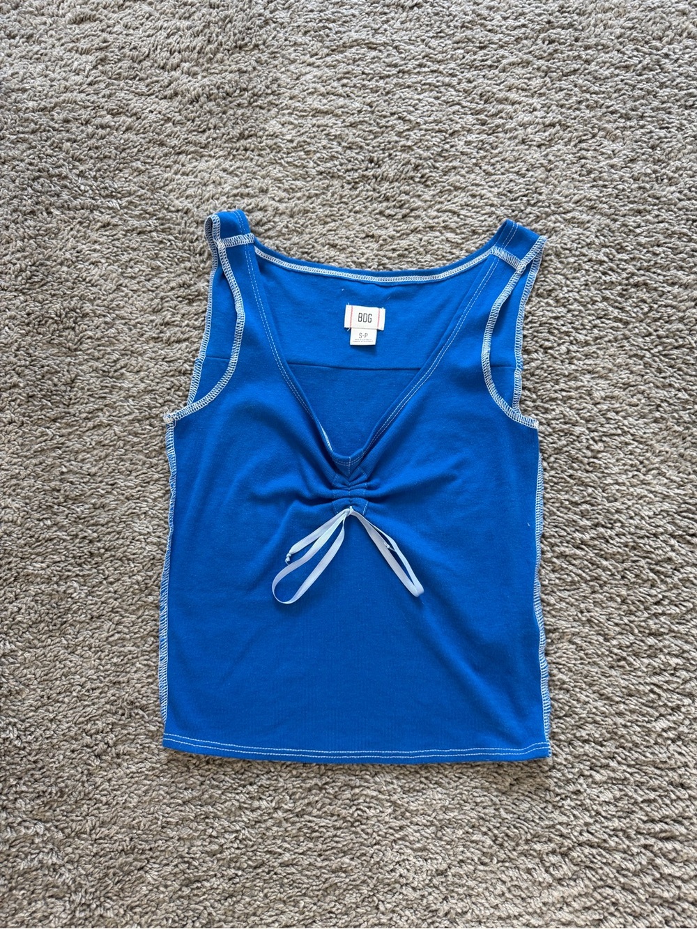 BDG Royal Blue Tie-Front Tank Top